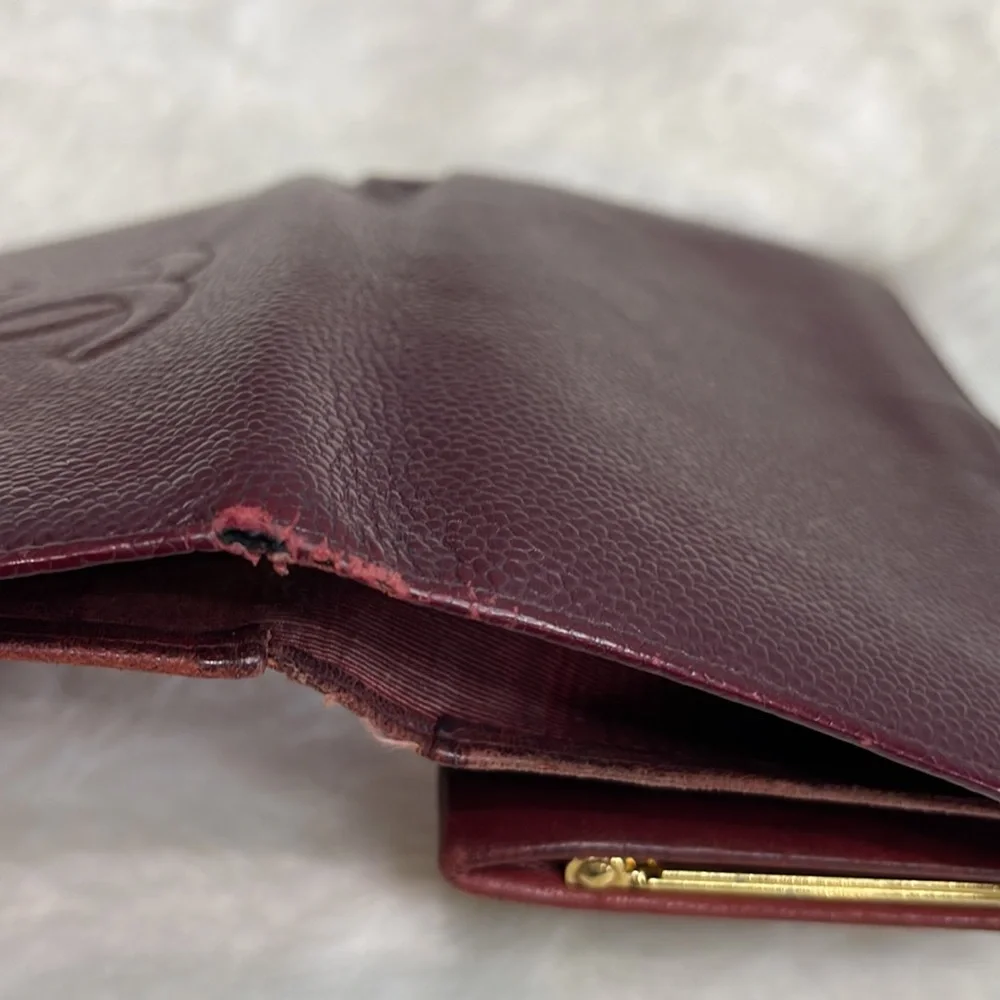 Chanel Raspberry Caviar long bifold wallet with front snap - Picture 7 of 15